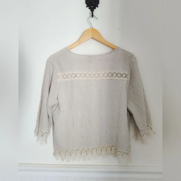 Lauren Michelle Linen Blend Top/ Jacket Coastal Cowgirl Beach Spring Large - Picture 2 of 4